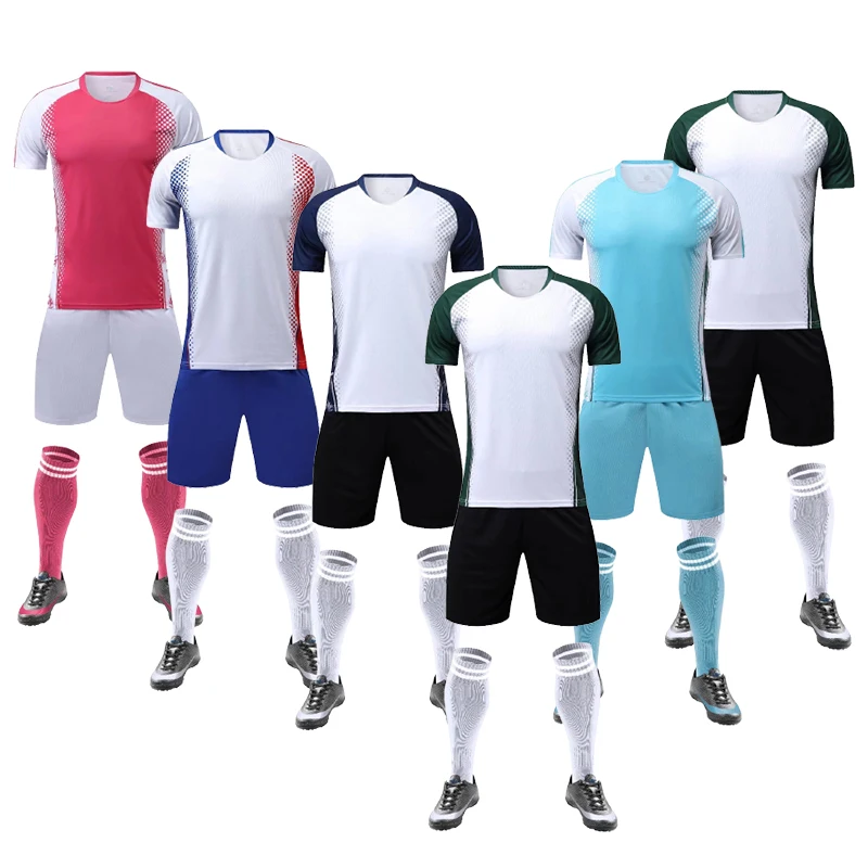 

New Soccer Uniform Outfit for Men Children Dry Fit Sublimation Blank Club Team Training Football Jersey Suit Custom