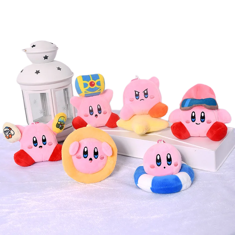 

10cm Bandai Kirby Anniversary Treasure Hunt Plush Toy Pendant Cute Swimming Ring Kirby Keychain Plush Star Car Accessories