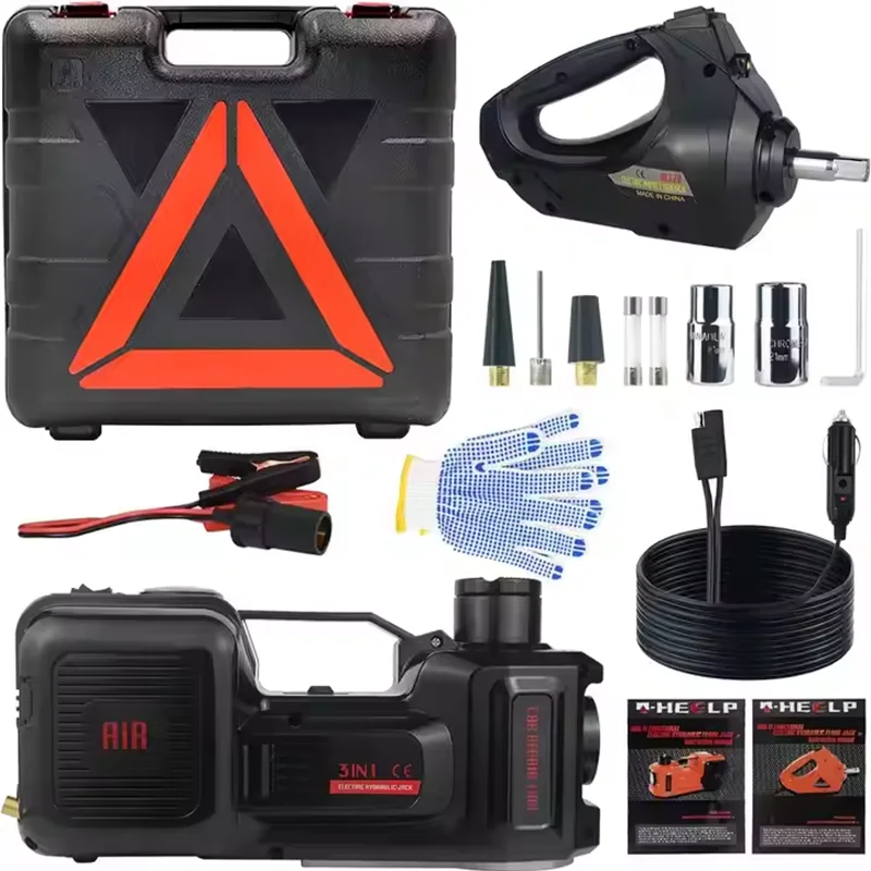 

3 в 1 комплект электрического гидравлического автомобильного домкрата 12 В 5 тонн электрический домкрат с ударным ключом инструмент для ремонта шин подъемный инструмент