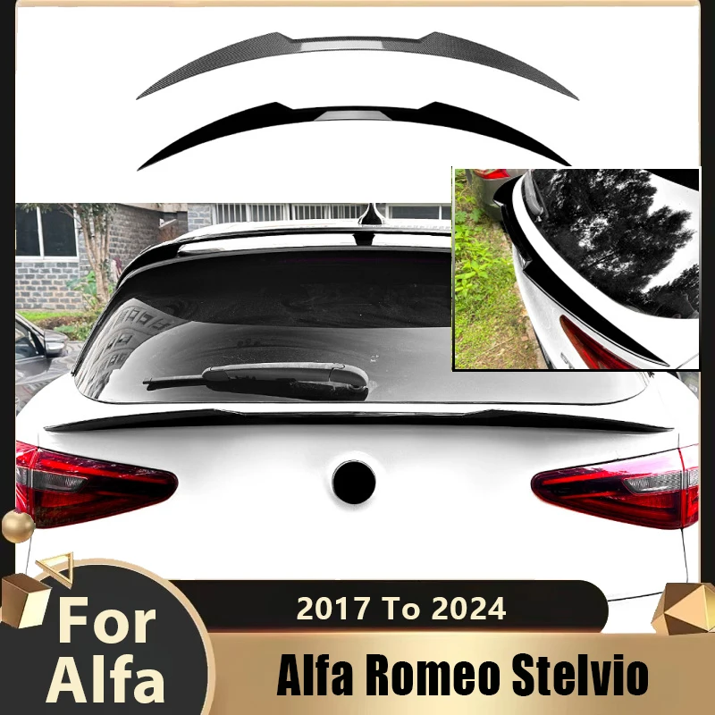 

For Alfa Romeo Stelvio 2018-2024 4 Door Rear Middle Spoiler Wing Lip Tail Trunk Center Splitter Decoration Auto Parts Body Kits