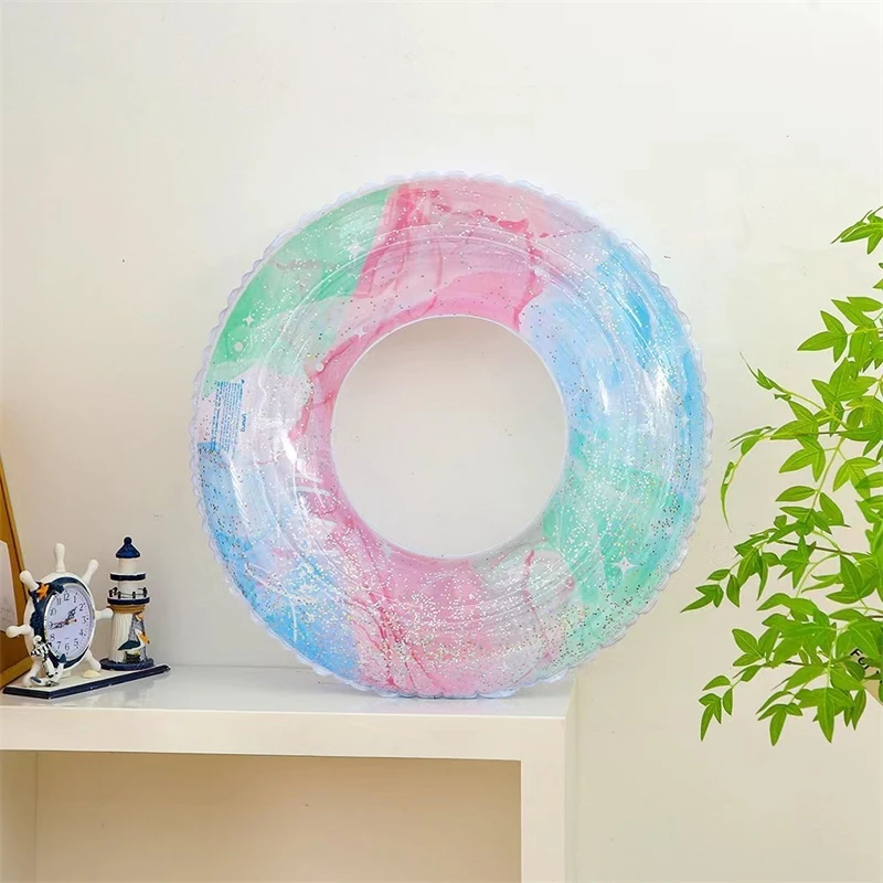 Anillo de natación con lentejuelas gruesas y coloridas, flotador inflable para piscina, flotadores de brazo de agua para niños, natación al aire libre de verano, baño y playa