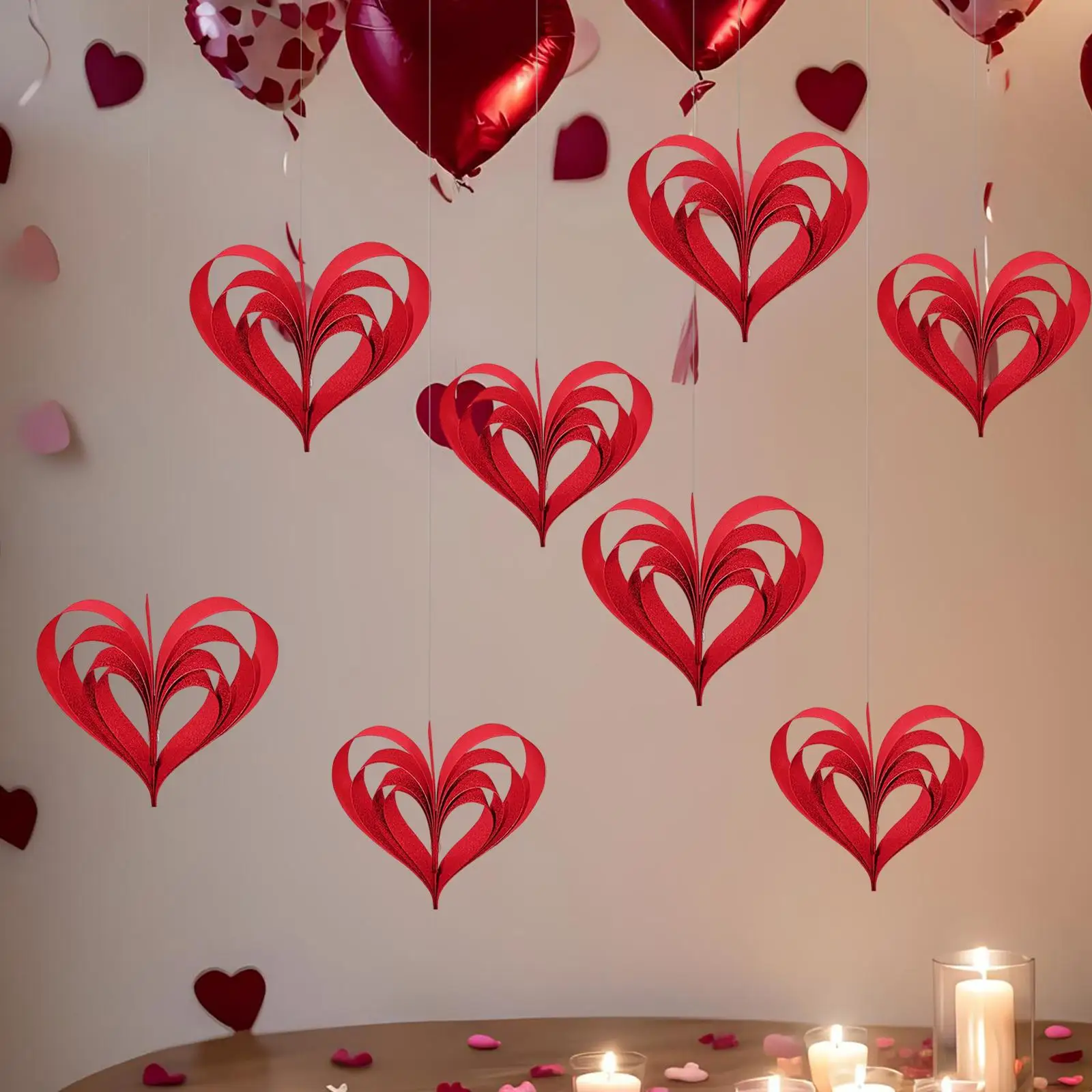 Heart Shaped Paper Garland Multi Layered 3D Decorative Banner for Wedding Country Decoration and Party Events