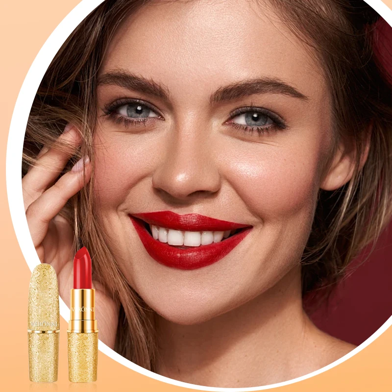 Snowflake Bullet Lipstick – Golden Snow-Embossed Case,Smooth One-Swipe Application,Moisturizing & Long-Lasting, Matte Finish