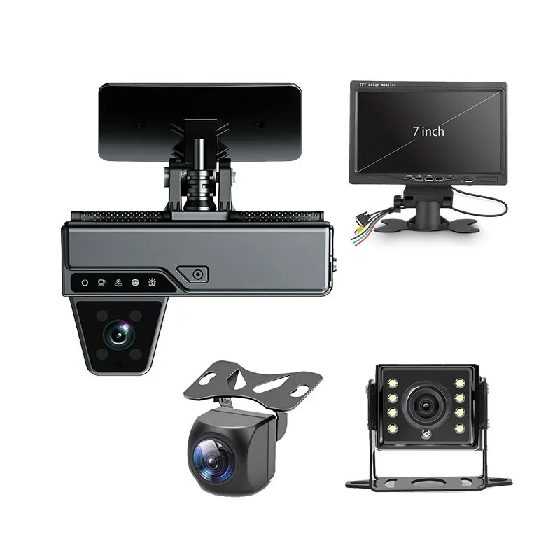 Professional ADAS DMS Dash Cam Truck Mini DVR SD 4G Lte 4channel Dash Cam 4 Camera 4G Dashcam with GPS Tracker