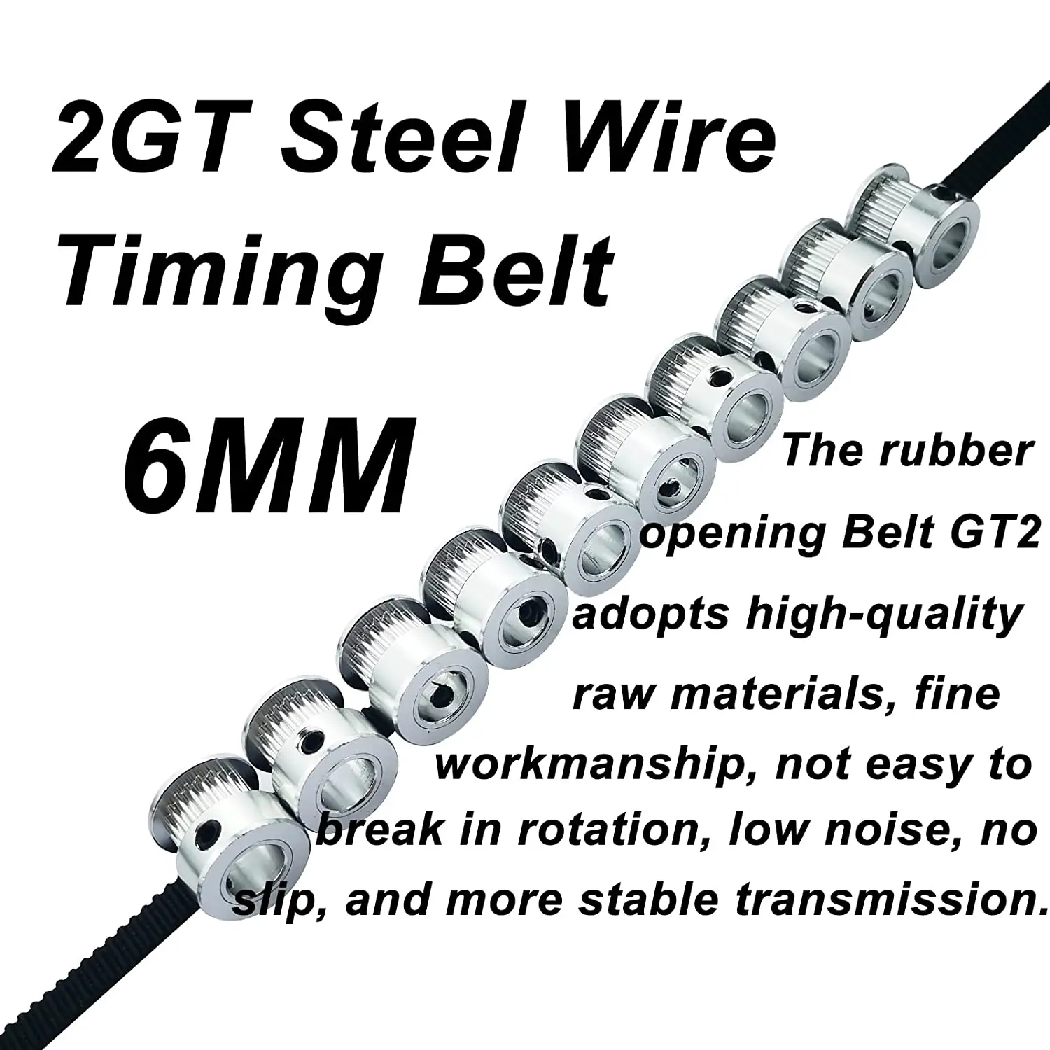 ZBAITU 5 Mét (16.4ft) GT2 Mở Thời Điểm Dây 2Mm 6Mm Rộng Polyurethane Cho Laser Khắc Cắt 3D Printe