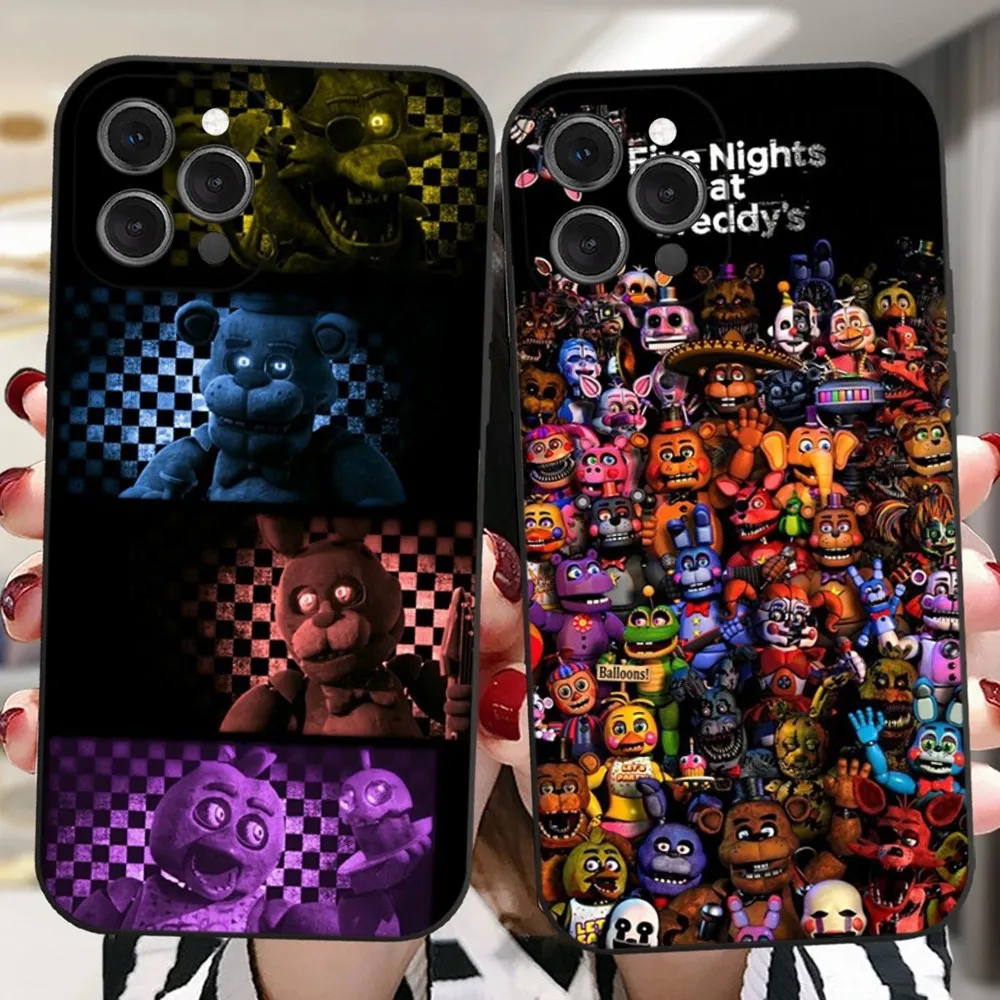 FNAF F-Five N-Nights at-Freddys Phone Case For iPhone 16,15,14,13,12,11 Plus,Pro,Max,XR,XS,X,7,8 Plus,SE,Mini Silicone Soft