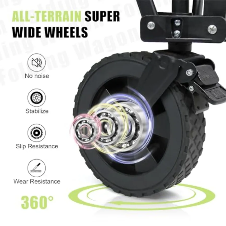 عربة أدوات قابلة للطي بسعة 300 رطل وحجم 130 لتر تتميز بجيب جانبي وفرامل لحديقة الشاطئ Shoppi