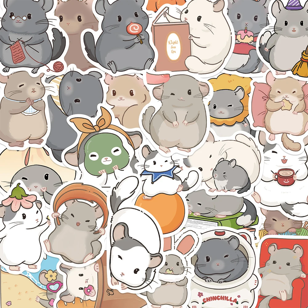 

10/30/50pcs Chinchilla Cartoon Animal Stickers Cute Anime Mouse Graffiti Decals DIY Luggage Phone Laptop Waterproof Sticker Pack