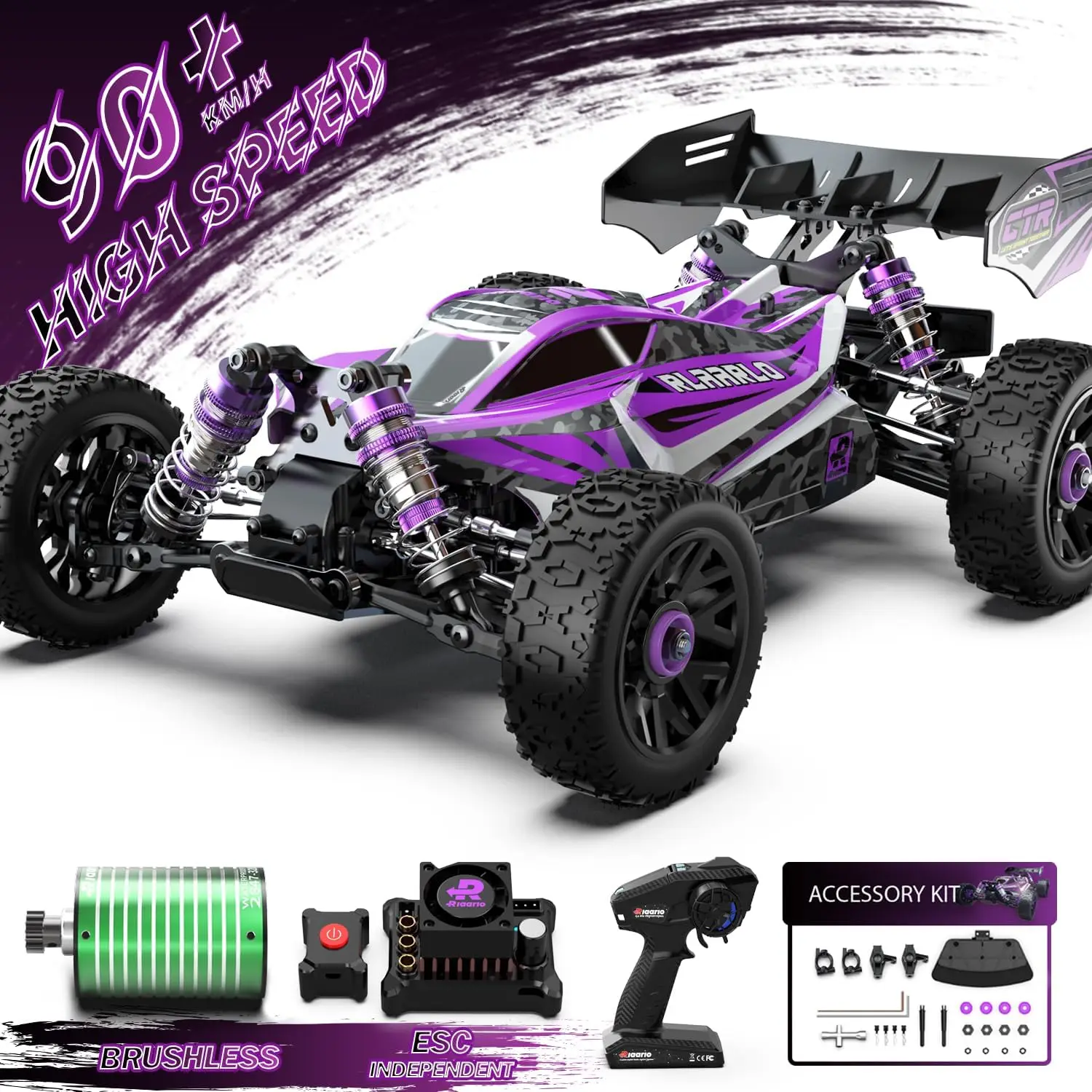 Brushless Fast RC Cars for Adults with Independent ESC,Top Speed 90+KPH 4X4 Hobby Off-Road RC Truck,Oil Filled Shocks Remote Con