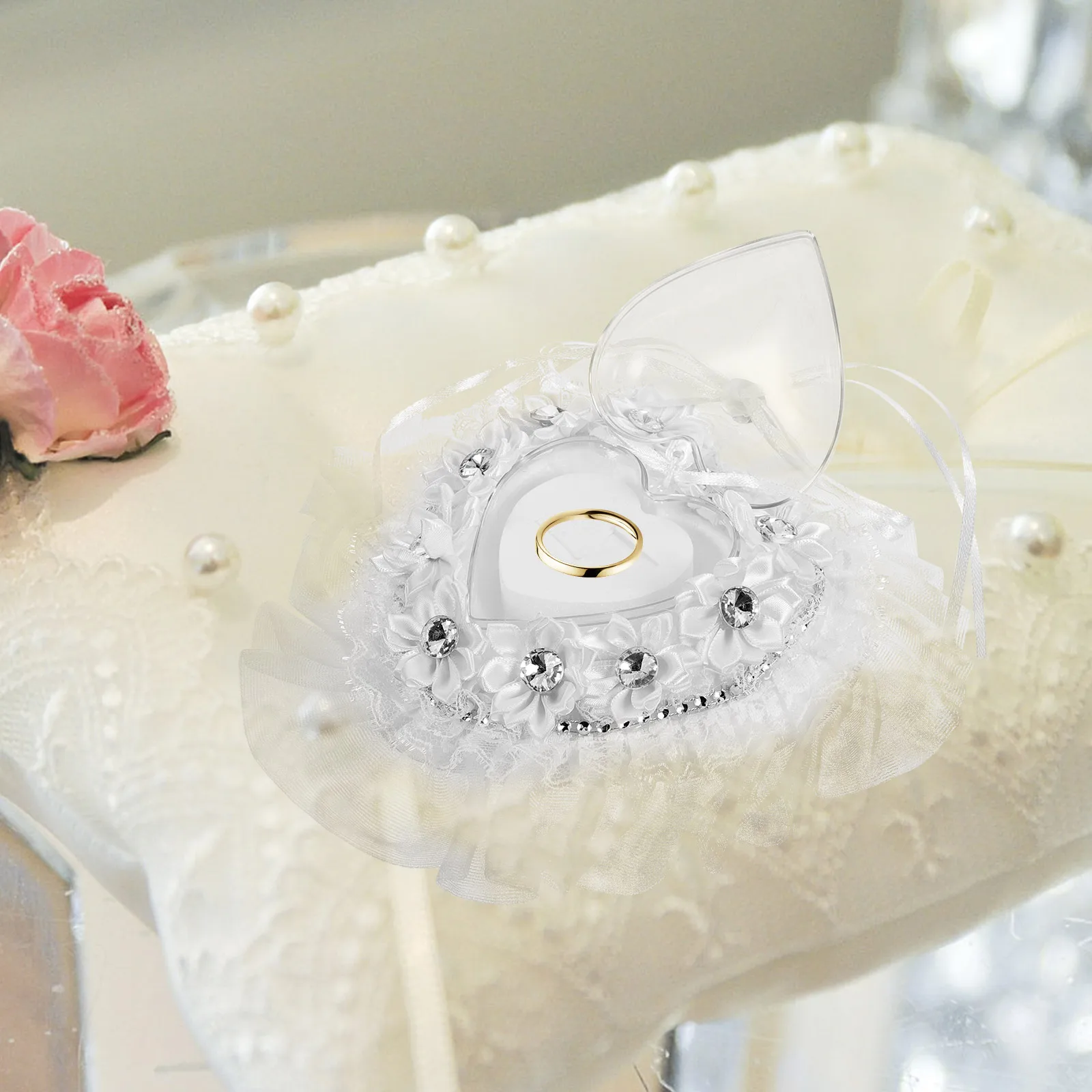 

Heart Shaped Ring Box Wedding Holder Bridal Shower Gift Decor Wedding Ring Holder Container Party Supplies Romantic Fashion