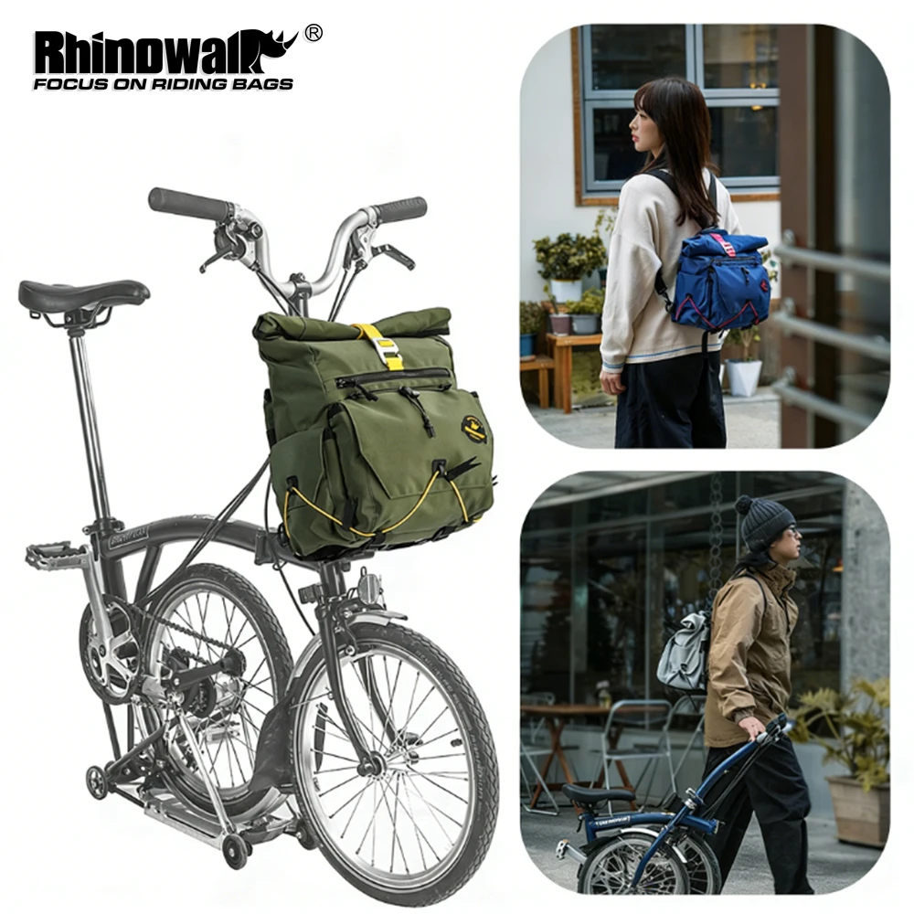 

Rhinowalk Folding Bike Handlebar Bag 17L Bicycle Front Basket Storage Bag For Dahon Brompton Cycling Backpack Bike Accessories