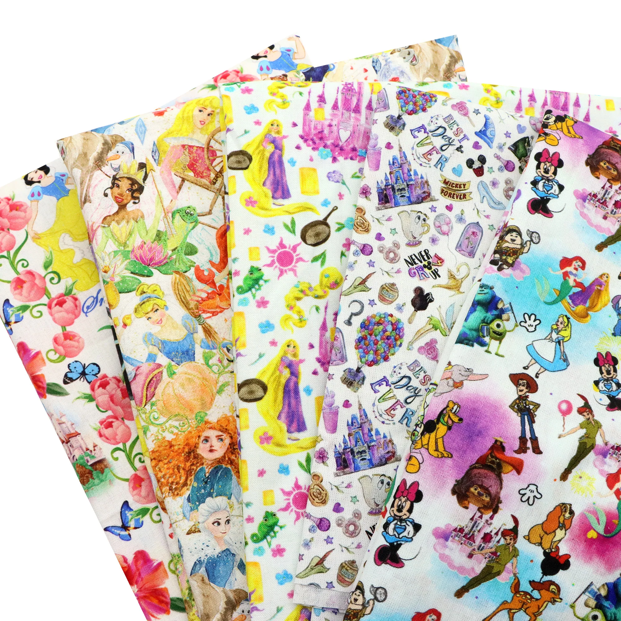 

50*145cm Disney princess 100%Cotton Fabric Tissue Sewing Quilting Needlework Material Curtain DIY Bag