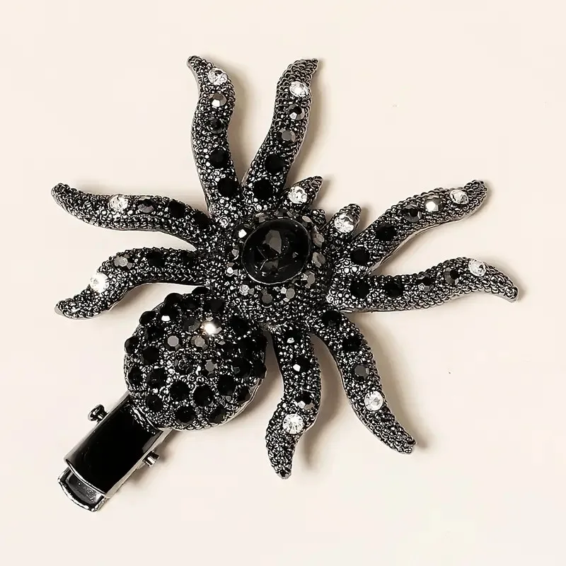 Fermaglio per capelli da donna creativo 3D Spider fermaglio per capelli con diamante d\'acqua con pietre preziose nere Clip per capelli