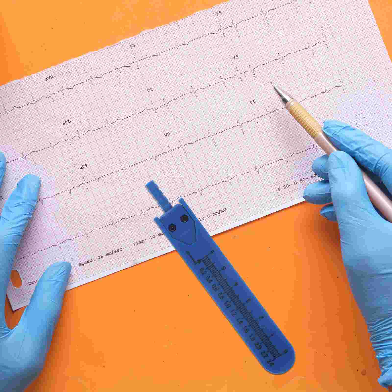 심전도 측정 켈리퍼 의료 측정 도구, 의사 간호사 (파란색) ECG 캘리퍼스, 1PC