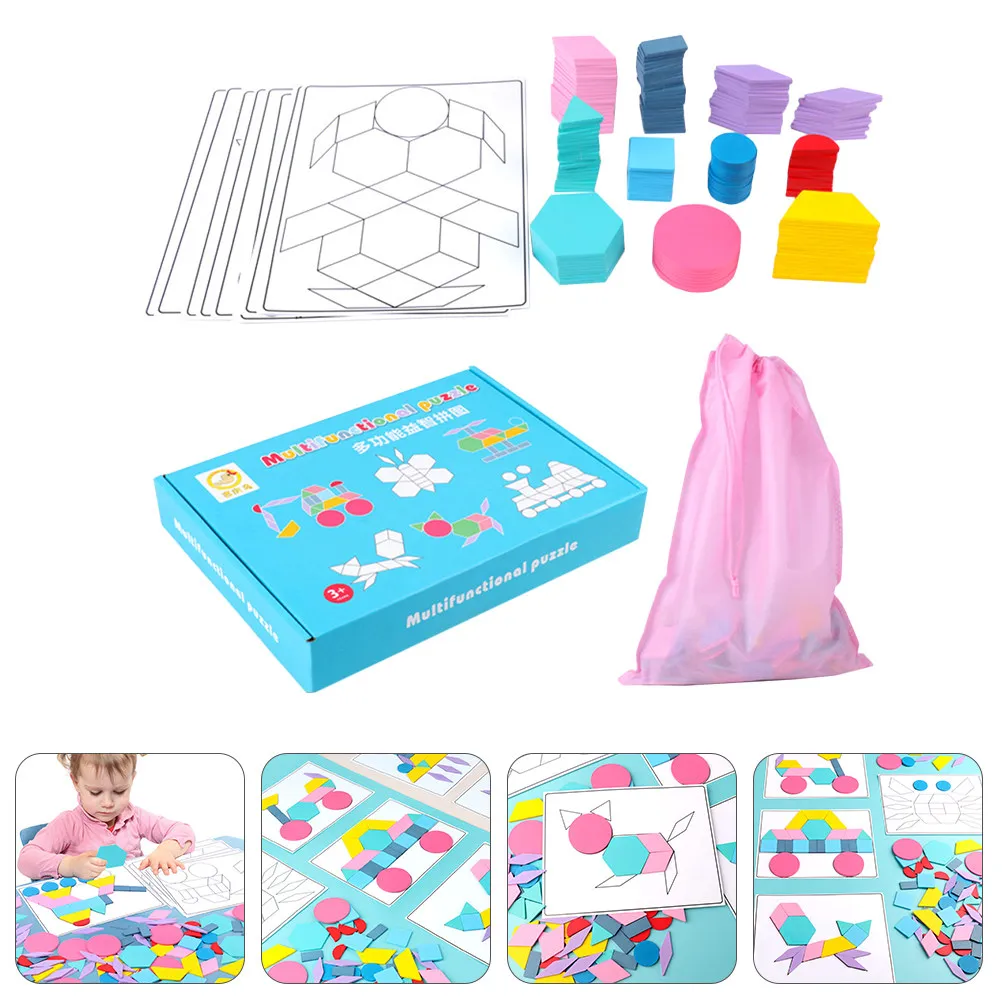 1Set Tangram Puzzle Children Wooden Multi-Color Educational Plaything Early Learning DIY Creative Jigsaw Puzzle Birthday Gift