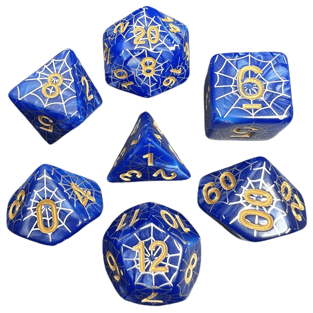 Polyhedral DND Dice Set - Spider Web Board Game Dice for D&D Role Playing Game, 7pcs Set D4 D6 D8 D10 D12 D20