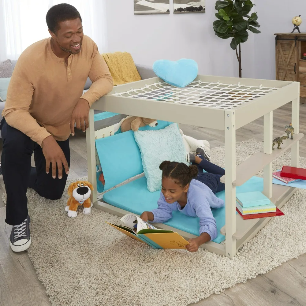 

Wood Furniture Read & Dream Nap Nook, Easy to access with a climbing ladder,a quiet space,Indoor Tent Playhouse for Kids