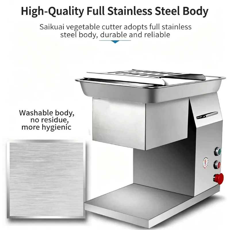 Automatic Meat Slicer With Stainless Steel Knife Group Detachable Electric Meat Cutting Machine For Slicing Shredding Diced Meat