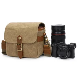 Canvas Slr Cameratas Micro Enkele Messenger Tassen Voor Sony A6000 A7r Waterdichte Slijtvaste Schouderfotografie Rugzakken