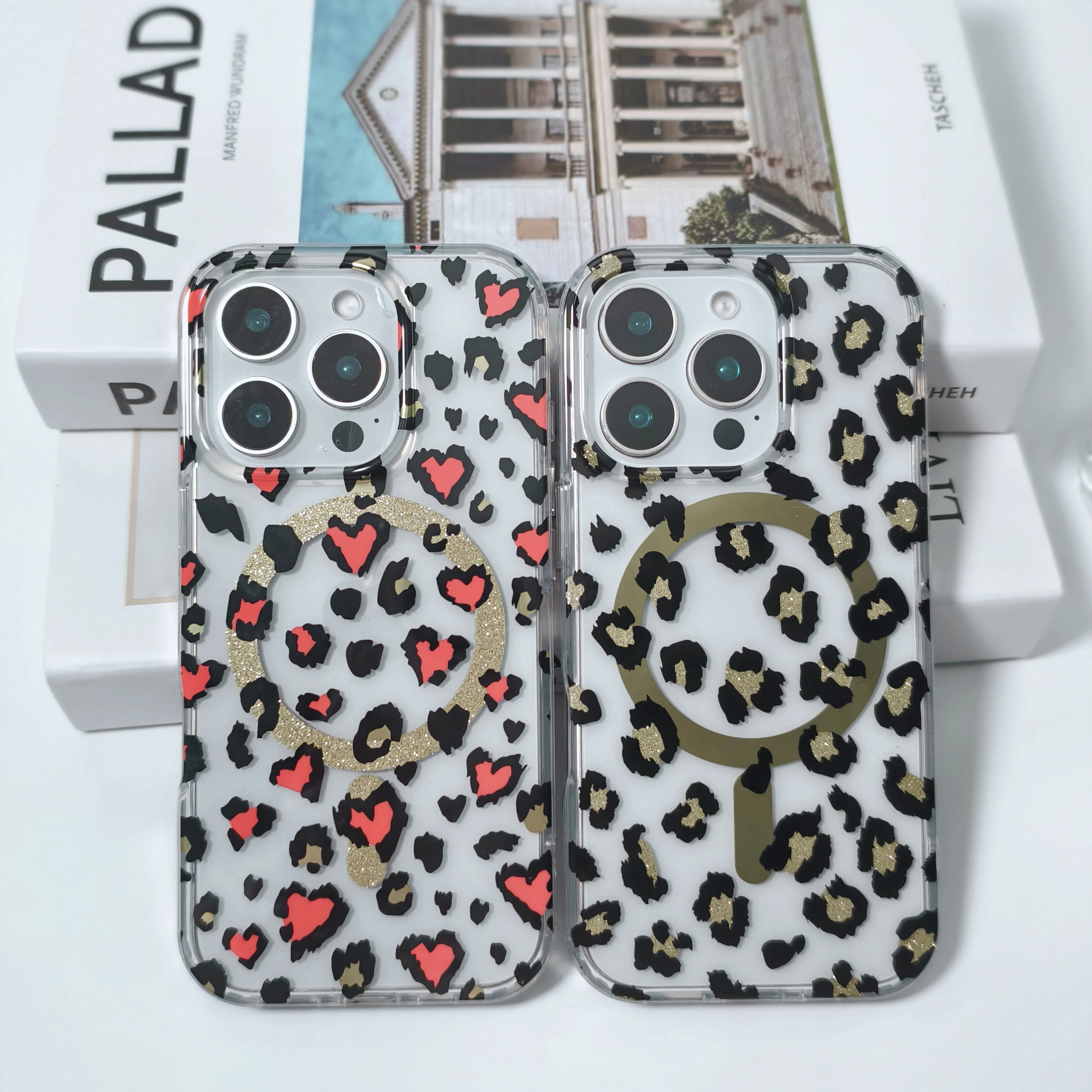 El estampado de leopardo sexy de lujo es adecuado para la funda protectora magnética iphone 17 pro max 17 Air resistente al agua y a prueba de golpes. pc+tpu