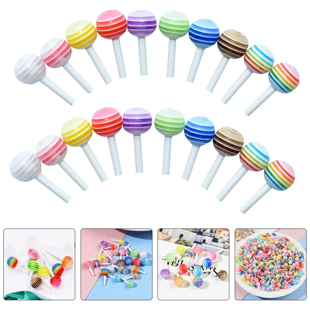 25 Pcs Simulation Lollipop Mini House Decoration Sugar-loaf Model Accessories Plastic Colorful Vivid Decors DIY Miniature