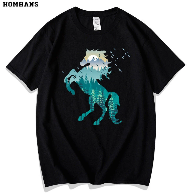 

Футболка унисекс с коротким рукавом «Год Лошади», оригинальная, для активного отдыха, путешествий, повседневная, больших размеров, для родителей и детей