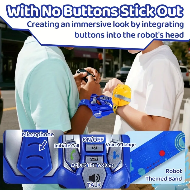 어린이용 워키토키 시계 장난감 만화 변신 로봇 발광 시계 야외 상호작용 통신 워키토키 장난감 선물