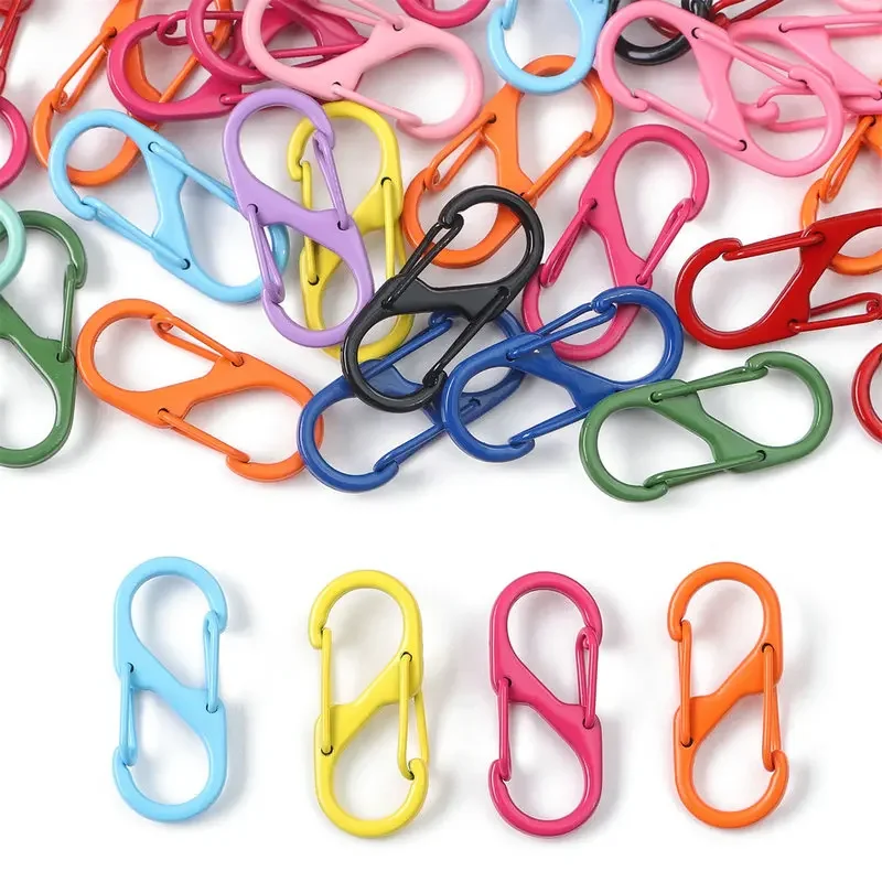 12 قطعة مشبك سستة S حلقة تسلق كليب سبيكة صغيرة المفاجئة هوك مكافحة سرقة صغيرة المزدوج سلك بوابة المتشابكة المفاتيح كليب مرفق #2