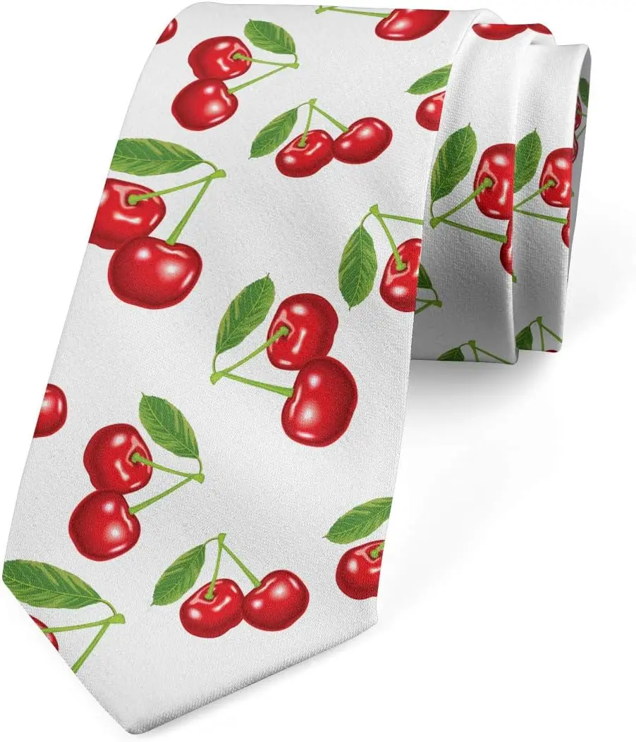 Cherry Classic and Traditional Necktie Multicolor Modern Men's Tie Necktie One Size Print Soft Cozy