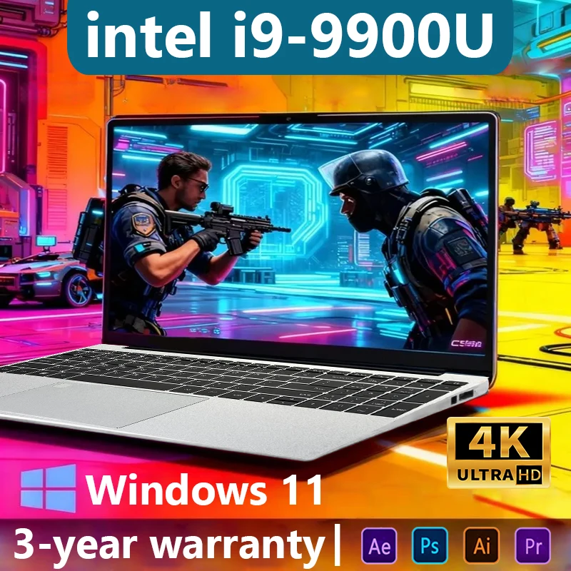 

NEW 15.6" Portable Laptop intel Core i9 9900U Windows 11 Gaming Notebook Computer PC Gamer RAM 16GB SSD 2TB 1920*1080 HD 4K