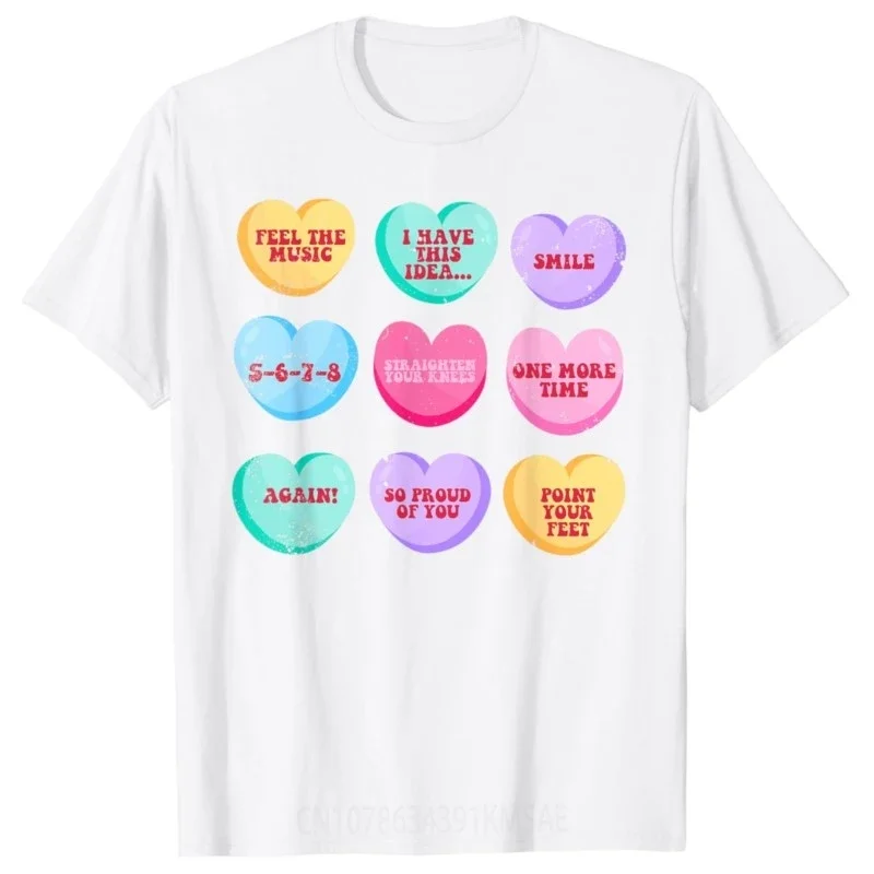 Conversation Hearts Funny Dance Teacher Happy Valentines Day T-Shirt  Women Clothes  Tops  Ropa De Mujer