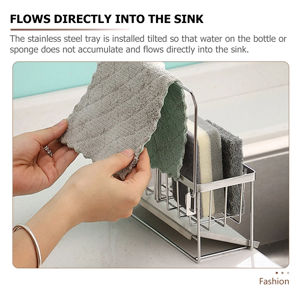 

Sponge Holder Kitchen Sink Organizer Stainless Steel Multi-Function Drain Rack For Sponges Brushes Bottles Dishcloth
