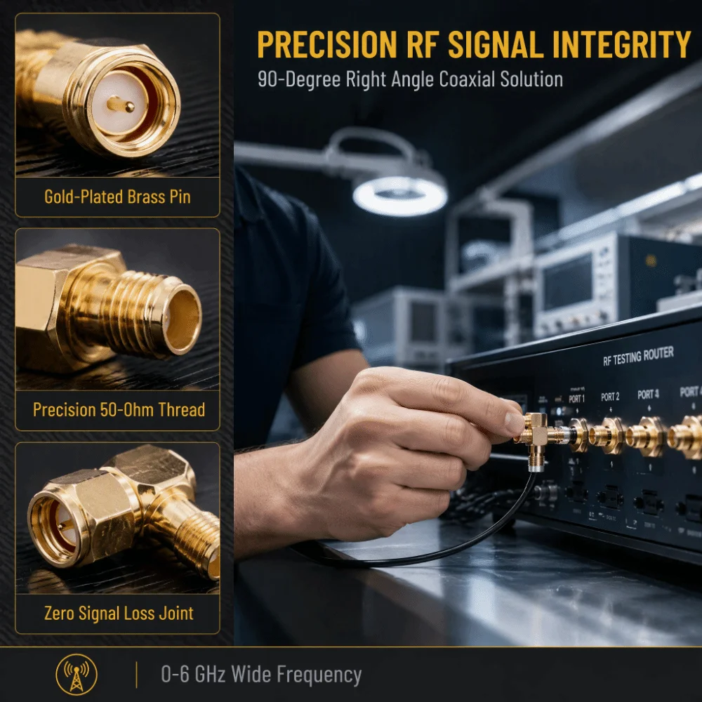 10pcs SMA Male to Female Right Angle Adapter Gold Plated Right Angle 90 Degree RF Coaxial Connector 90 Degree Connector