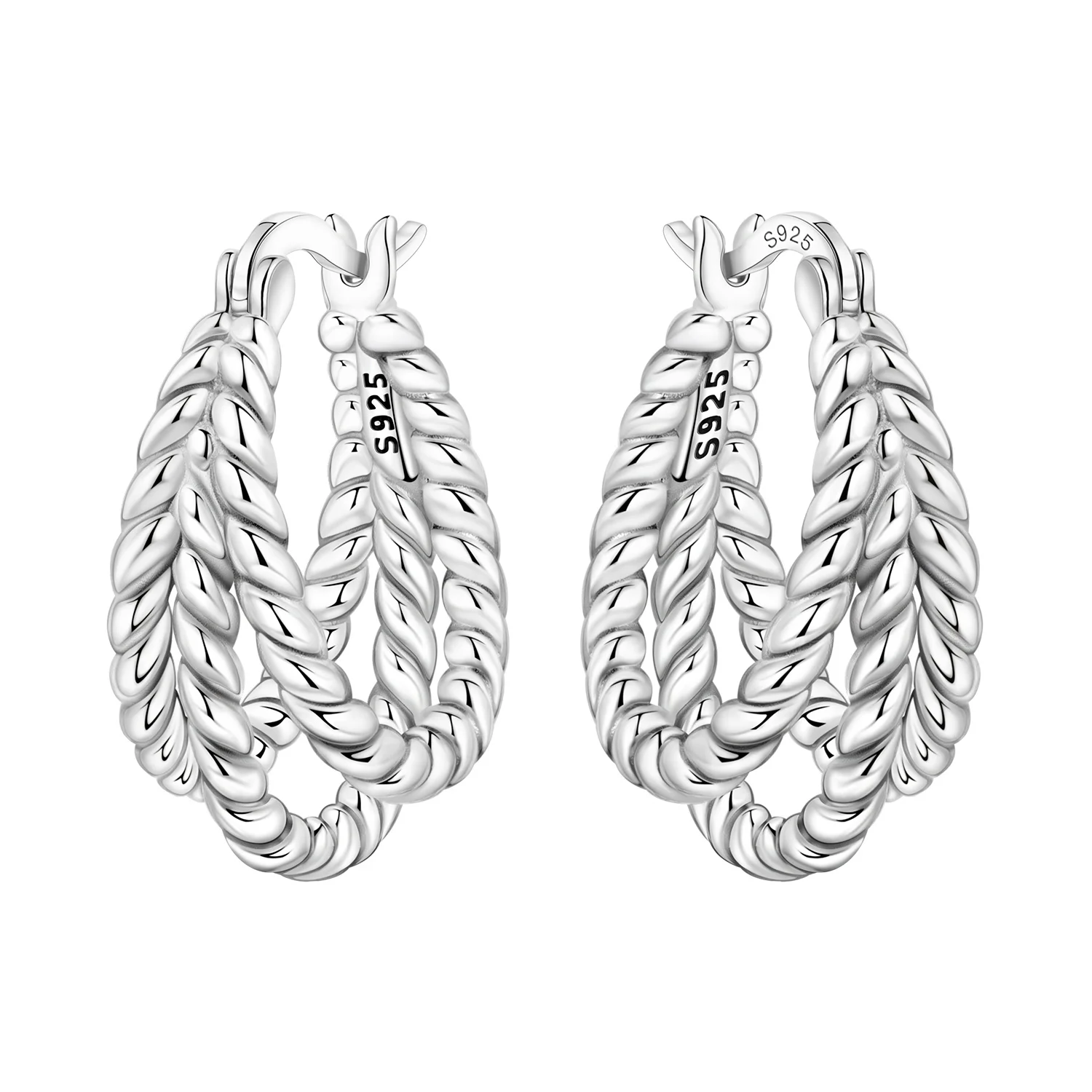 CYCUFF S925 Sterling Silver Three Twisted Earrings Hoop Earrings Women Jewelry Original Trendy Anniversary Gifts