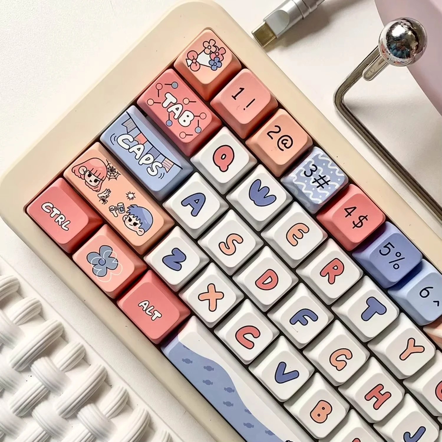 

Candy House Keycaps PBT FA Height Thermosublimation Small Full Set for 60/64/84/98/108 Gaming Mechanical Keyboard MX Switch