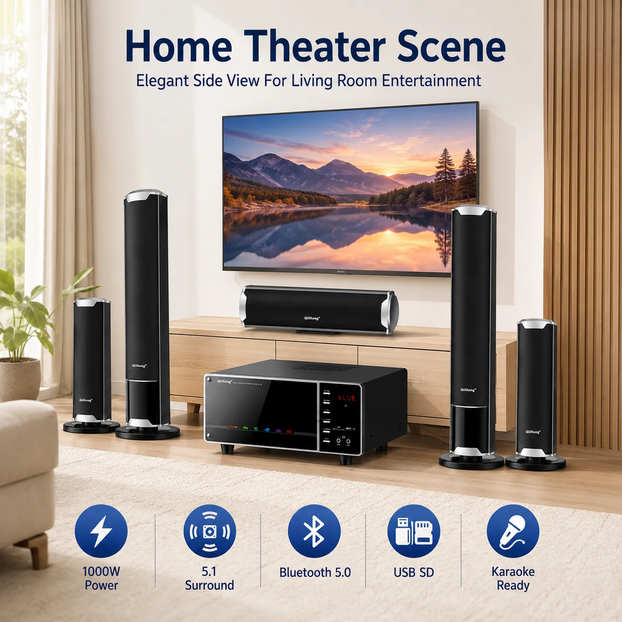 Speakers Set 1000W 5.0 Bluetooth Speaker Analog 5.1 Home Theater Surround Sound Subwoofer For Home Living Room KTV  System Audio