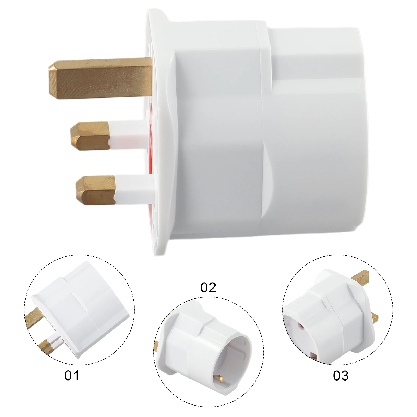 Adapter Multipurpose European Dual Round Jack to UK Three Square Pins Travel Converter for International Trips