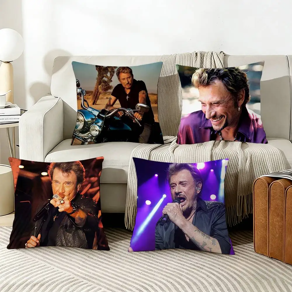 

J-Johnny H-Hallyday Singer Various Sizes Square Pillow Case For Car Home Bedchamber Decor