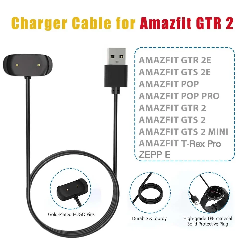 USB Charging Cable For Huami Amazfit T-Rex Pro GTS 2 Mini Adapter Chargers Cradle For GTS2 POP Zepp E GTR 2 2e Fast Charger Dock