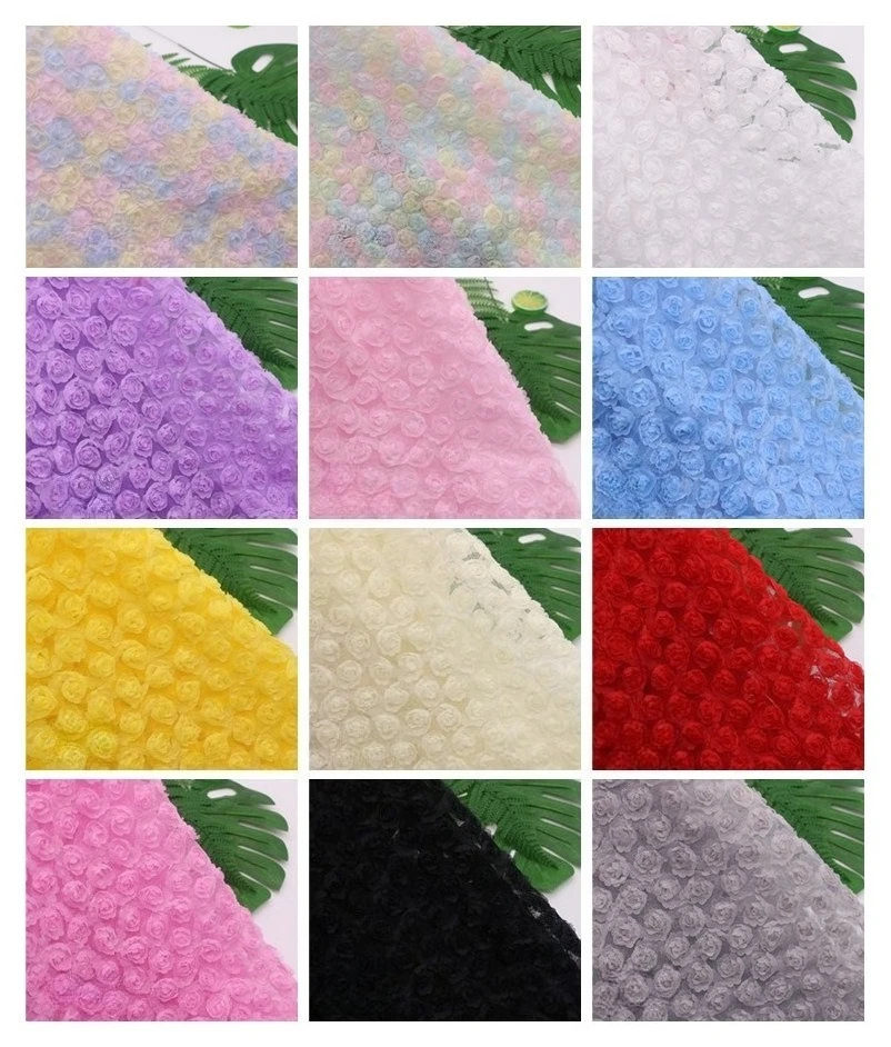 

3D трехмерная маленькая розовая шифоновая сетка с вышивкой, детская одежда, юбка Ханфу, кружевная свадебная ткань, разноцветная