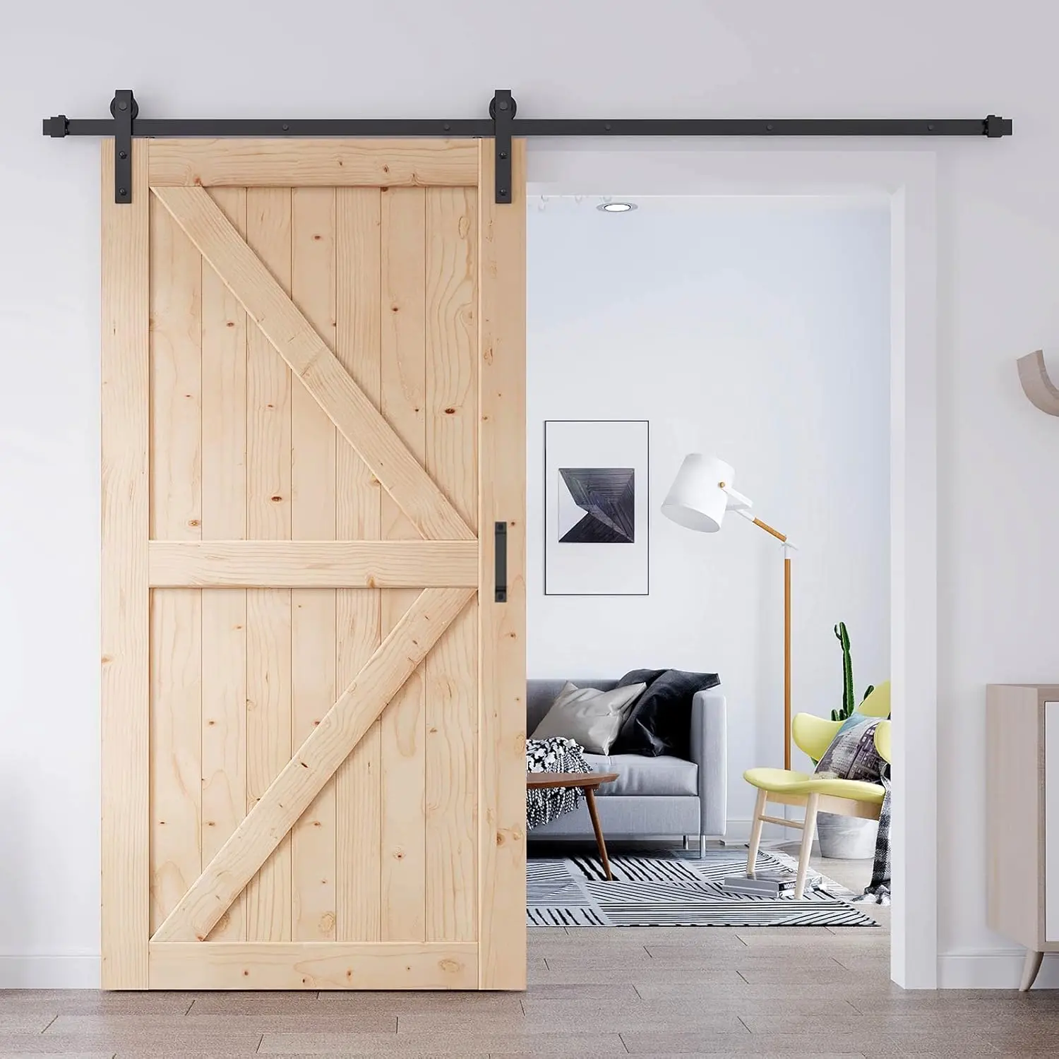 

42in x 84in Sliding Barn Door with 7 Barn Door Hardware Kit & Handle Included ,Easy Install,Interior