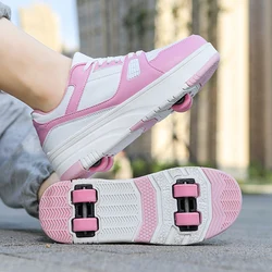 Chaussures de patin à roulettes pour enfants, chaussures de sport décontractées pour enfants, bottes de rencontre à 4 roues, cadeau de jeu de plein air pour garçons et filles, mode