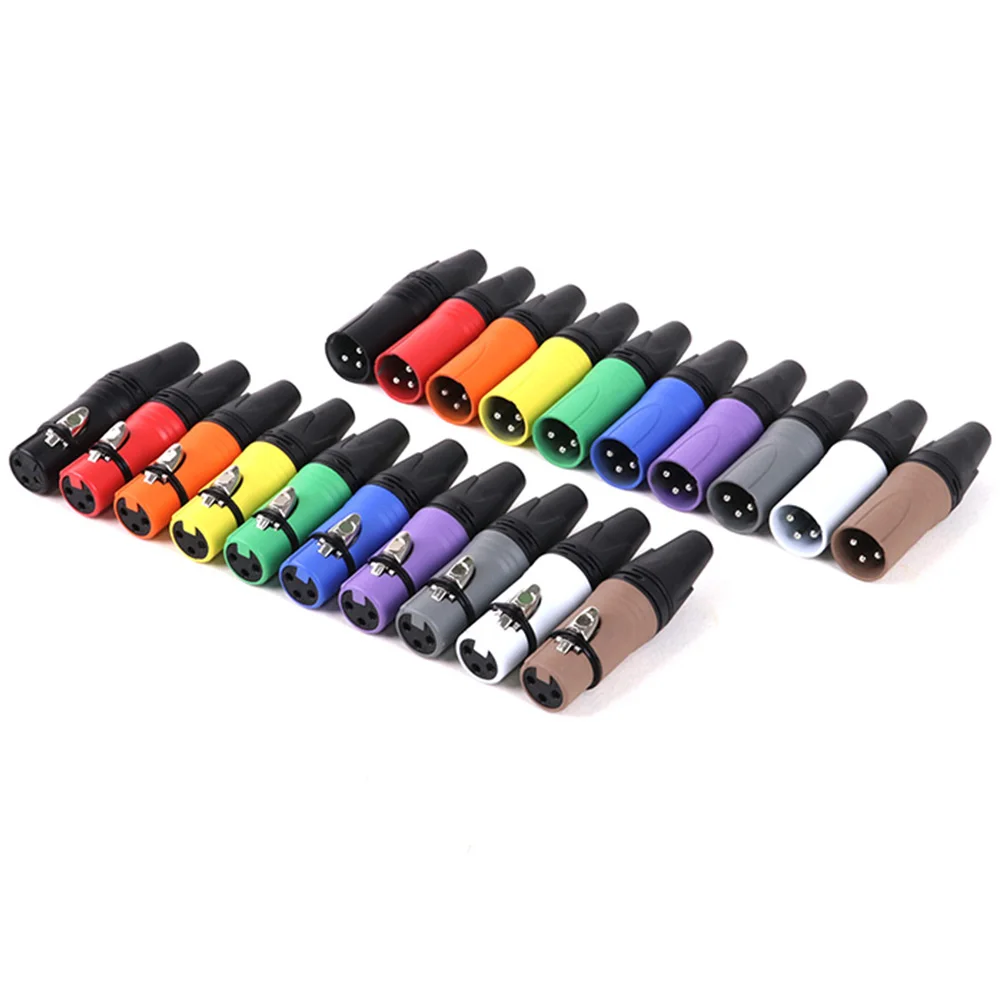 20pcs/10sets Colorful 3Pin XLR Female+Male Plug 3Poles XLR Socket Microphone Connector Cannon MIC Audio Cables Wire Connectors