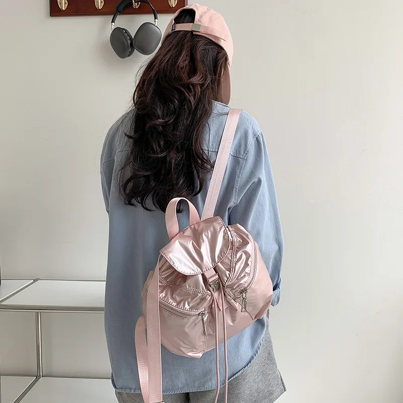 Tas punggung bepergian untuk wanita, tas ransel perjalanan mewah, tas sekolah penutup kulit Pu kapasitas besar, tas ransel mode Korea untuk anak perempuan