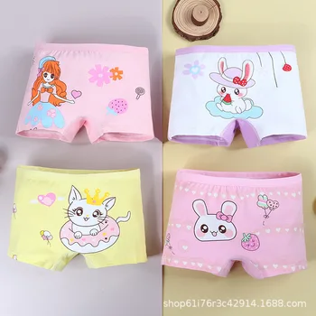 4 sztuk/partia dziewczęca bawełniana bielizna maluch dzieci wysokiej talii kreskówki bokserki 1-9 lat majtki dziecięce nastolatki kalesony