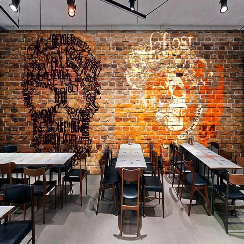 Custom 3D Mural European Retro Graffiti People Head Brick Wall Art Wallpaper Living room sofa TV background bedroom restaurant