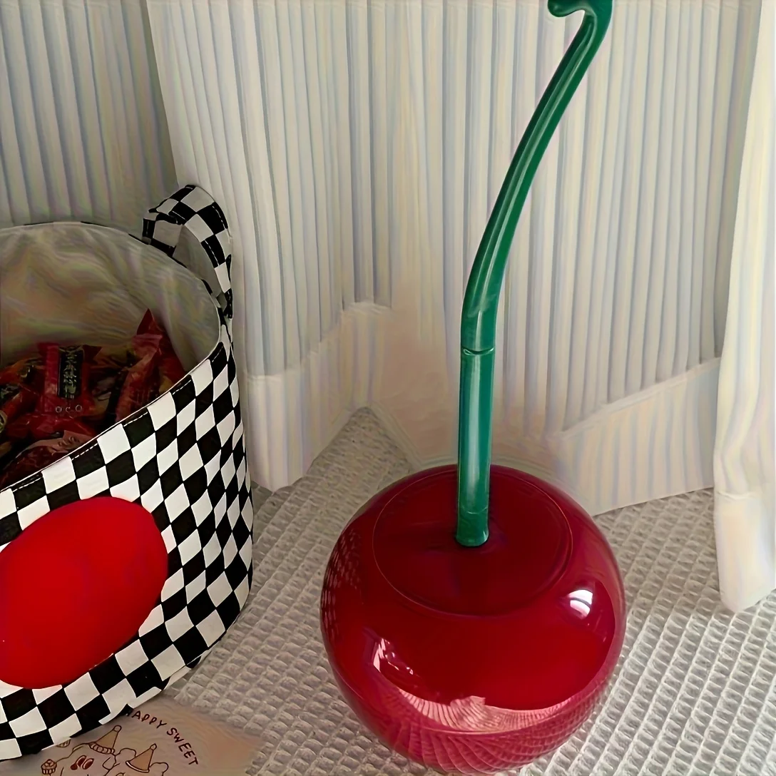 

Cherry Toilet Brush Set with Holder - Creative Novelty Bathroom Decor, 3 Color Options for Modern Home