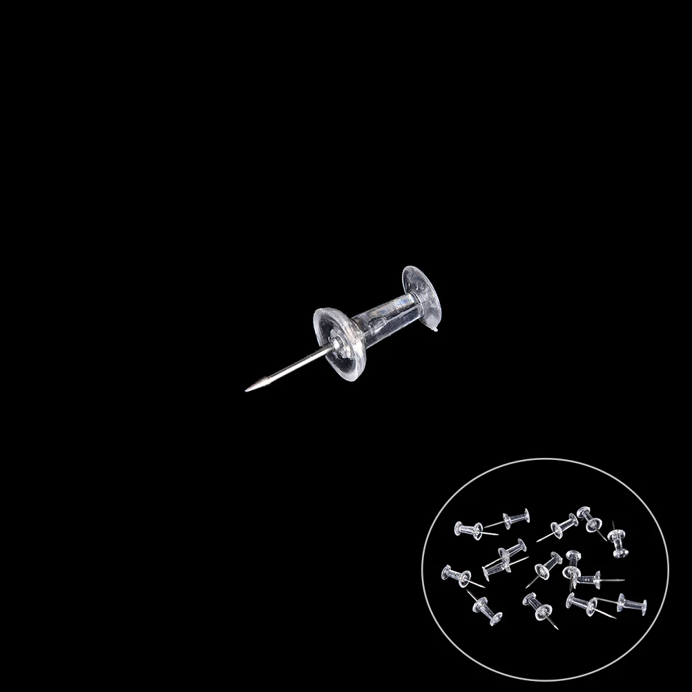 High 40 Pcs Transparent Push Pins Notice Board Map Drawing Fixing Nails Thumb Tacks Point Bulletin