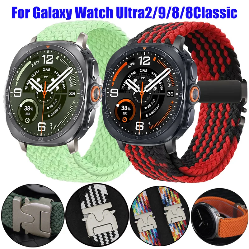Nylon Braided Strap For Samsung Galaxy Watch 8 9 40 44mm/8 Classic 46mm Parachute Buckle Band For Galaxy Watch Ultra2/Ultra 47mm