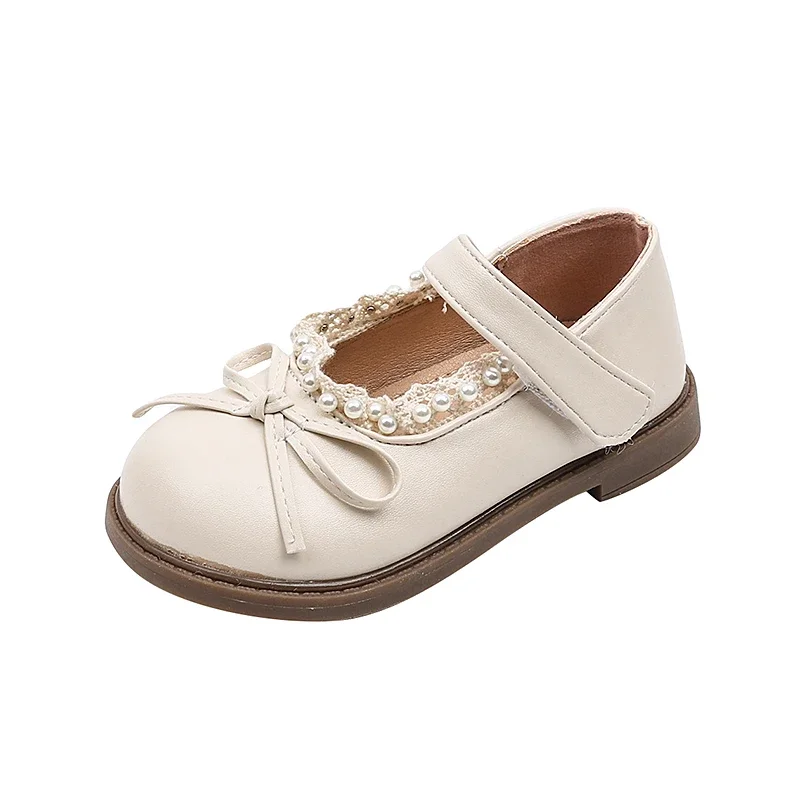 ربيع الخريف الفتيات أحذية من الجلد جديد الحلو الأميرة الاطفال حذاء مسطح غير رسمي موضة Bowknot الأطفال الدانتيل أحذية حفلات الزفاف